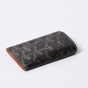 GOYARD Key Case Herringbone STMICPMLTY01CL01P PVC Leather Black Brown Silver Hardware Good Used 4a000457