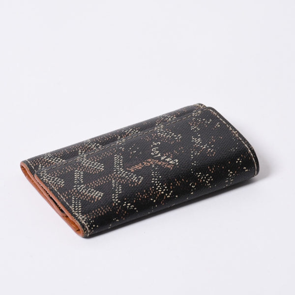 GOYARD Key Case Herringbone STMICPMLTY01CL01P PVC Leather Black Brown Silver Hardware Good Used 4a000457