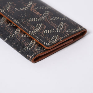 GOYARD Key Case Herringbone STMICPMLTY01CL01P PVC Leather Black Brown Silver Hardware Good Used 4a000457