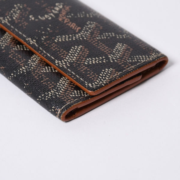 GOYARD Key Case Herringbone STMICPMLTY01CL01P PVC Leather Black Brown Silver Hardware Good Used 4a000457
