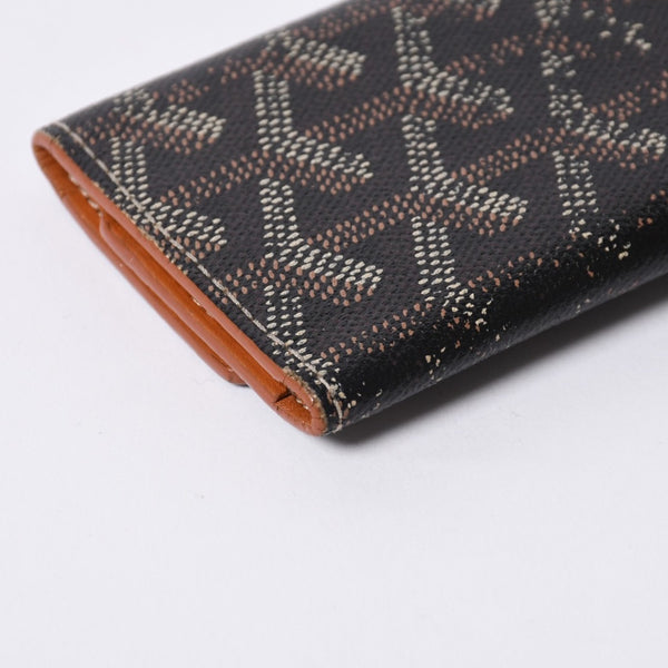 GOYARD Key Case Herringbone STMICPMLTY01CL01P PVC Leather Black Brown Silver Hardware Good Used 4a000457