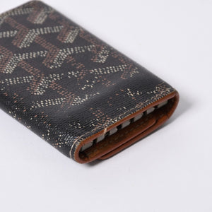 GOYARD Key Case Herringbone STMICPMLTY01CL01P PVC Leather Black Brown Silver Hardware Good Used 4a000457