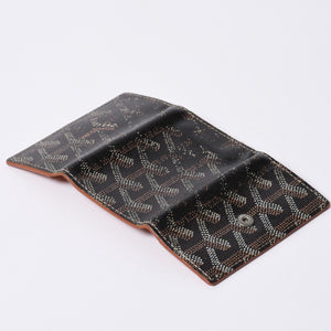 GOYARD Key Case Herringbone STMICPMLTY01CL01P PVC Leather Black Brown Silver Hardware Good Used 4a000457