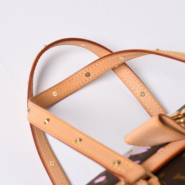 極美品 LOUIS VUITTON ルイヴィトン パピヨン ハンドバッグ M92009 モノグラム チェリーブロッサム ブラウン ピンク 村上隆 中古 4a000404