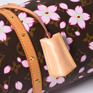 極美品 LOUIS VUITTON ルイヴィトン パピヨン ハンドバッグ M92009 モノグラム チェリーブロッサム ブラウン ピンク 村上隆 中古 4a000404