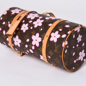 極美品 LOUIS VUITTON ルイヴィトン パピヨン ハンドバッグ M92009 モノグラム チェリーブロッサム ブラウン ピンク 村上隆 中古 4a000404