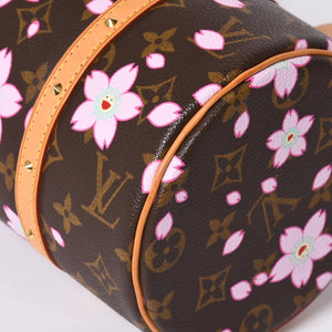 極美品 LOUIS VUITTON ルイヴィトン パピヨン ハンドバッグ M92009 モノグラム チェリーブロッサム ブラウン ピンク 村上隆 中古 4a000404