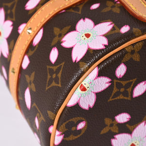 極美品 LOUIS VUITTON ルイヴィトン パピヨン ハンドバッグ M92009 モノグラム チェリーブロッサム ブラウン ピンク 村上隆 中古 4a000404