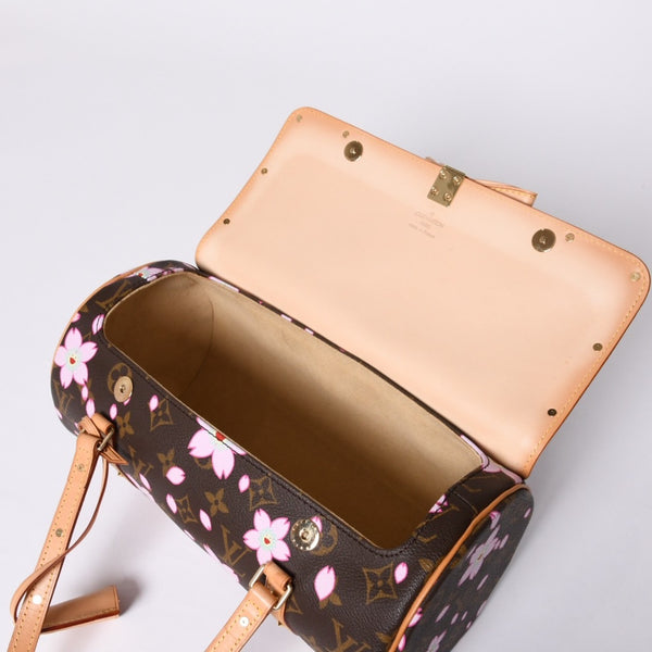 極美品 LOUIS VUITTON ルイヴィトン パピヨン ハンドバッグ M92009 モノグラム チェリーブロッサム ブラウン ピンク 村上隆 中古 4a000404