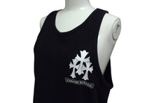 画像をギャラリービューアに読み込む, CHROME HEARTS クロムハーツ トリプルCHクロスプリント クルーネック タンクトップ ノースリーブカットソー ブラック サイズS 美品 中古 4b000406