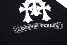 画像をギャラリービューアに読み込む, CHROME HEARTS クロムハーツ トリプルCHクロスプリント クルーネック タンクトップ ノースリーブカットソー ブラック サイズS 美品 中古 4b000406