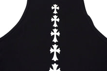 画像をギャラリービューアに読み込む, CHROME HEARTS クロムハーツ トリプルCHクロスプリント クルーネック タンクトップ ノースリーブカットソー ブラック サイズS 美品 中古 4b000406