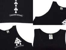画像をギャラリービューアに読み込む, CHROME HEARTS クロムハーツ トリプルCHクロスプリント クルーネック タンクトップ ノースリーブカットソー ブラック サイズS 美品 中古 4b000406