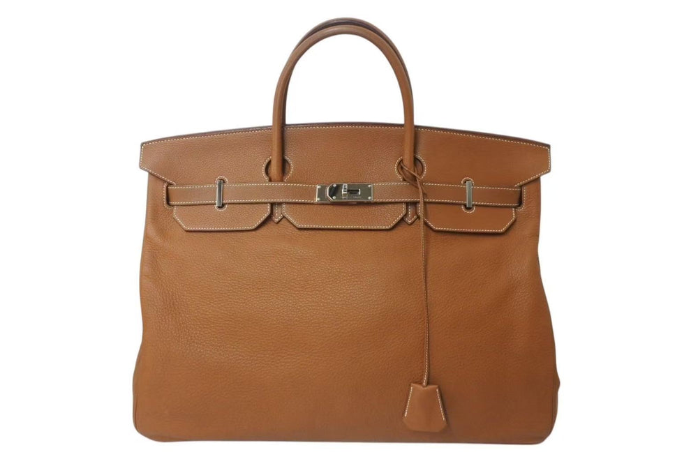 激レア HERMES エルメス ハンドバッグ バーキン50 トリヨンクレマンス □K刻印 ゴールド シルバー金具 美品 中古 4b000418