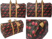 画像をギャラリービューアに読み込む, 極美品 LOUIS VUITTON ルイヴィトン キーポル 45 モノグラムチェリー 村上隆 ボストンバッグ ハンドバッグ レッド M95011 中古 4b000448