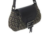 Load image into Gallery viewer, 極美品 FENDI フェンディ ズッキーノ ミニ マンマバケット ハンドバッグ ベージュ ブラウン キャンバス レザー 8BR277 ロゴ シルバー金具 中古 4b000451