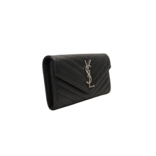 画像をギャラリービューアに読み込む, 極美品 YVES SAINT LAURENT イヴ サンローラン ラージフラップ ウォレット 長財布 ブラック シルバー金具 372264 中古 4a000492