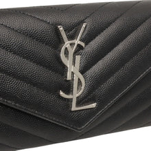 画像をギャラリービューアに読み込む, 極美品 YVES SAINT LAURENT イヴ サンローラン ラージフラップ ウォレット 長財布 ブラック シルバー金具 372264 中古 4a000492