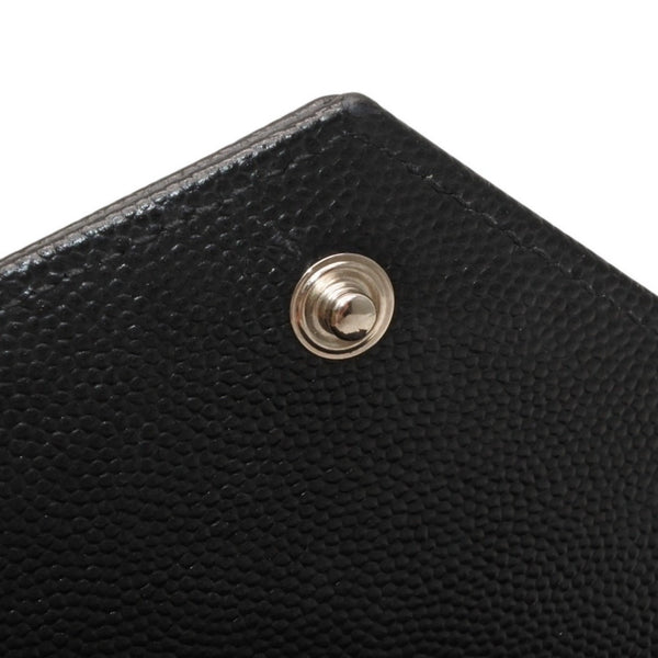 極美品 YVES SAINT LAURENT イヴ サンローラン ラージフラップ ウォレット 長財布 ブラック シルバー金具 372264 中古 4a000492
