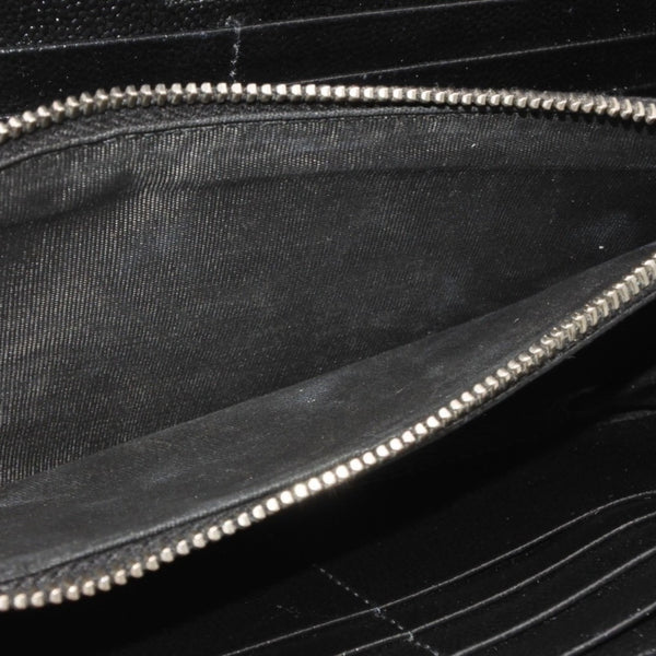 極美品 YVES SAINT LAURENT イヴ サンローラン ラージフラップ ウォレット 長財布 ブラック シルバー金具 372264 中古 4a000492