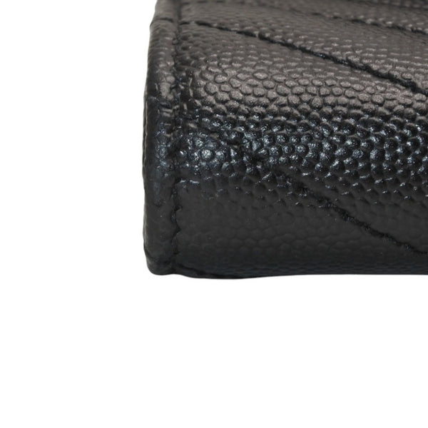 極美品 YVES SAINT LAURENT イヴ サンローラン ラージフラップ ウォレット 長財布 ブラック シルバー金具 372264 中古 4a000492