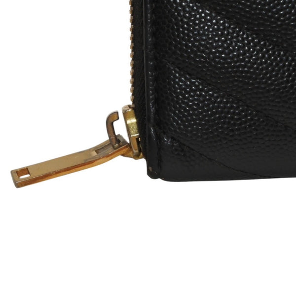 YVES SAINT LAURENT イヴ サンローラン ウォレット 長財布 ブラック V字キルティング 358094 ゴールド金具 美品 中古 4a000467