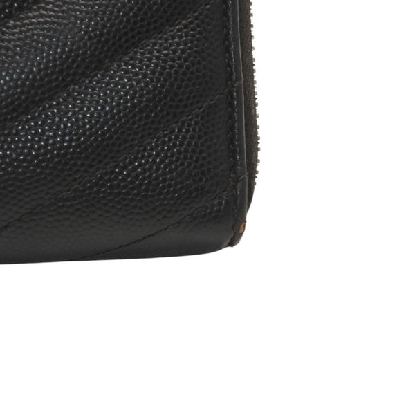 YVES SAINT LAURENT イヴ サンローラン ウォレット 長財布 ブラック V字キルティング 358094 ゴールド金具 美品 中古 4a000467