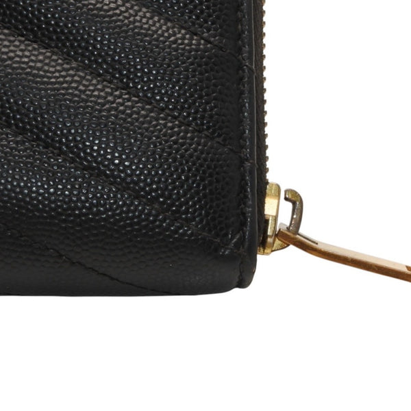 YVES SAINT LAURENT イヴ サンローラン ウォレット 長財布 ブラック V字キルティング 358094 ゴールド金具 美品 中古 4a000467