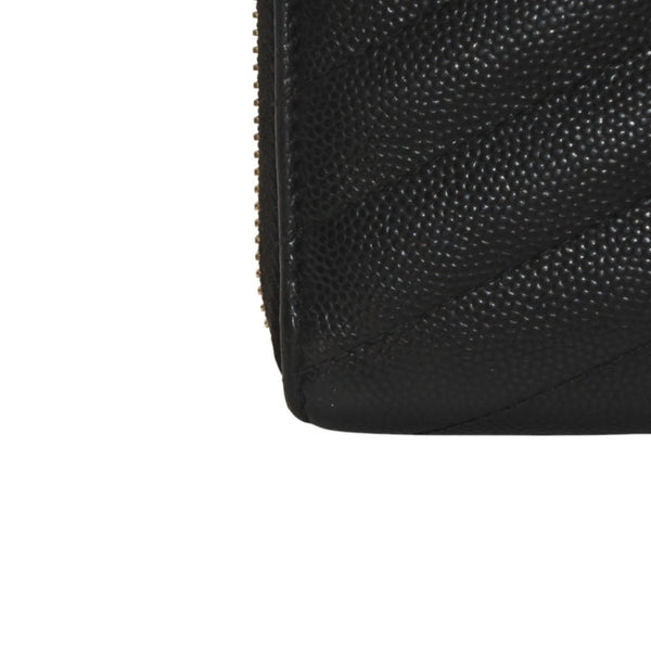YVES SAINT LAURENT イヴ サンローラン ウォレット 長財布 ブラック V字キルティング 358094 ゴールド金具 美品 中古 4a000467