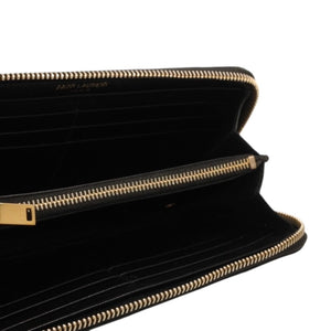 YVES SAINT LAURENT イヴ サンローラン ウォレット 長財布 ブラック V字キルティング 358094 ゴールド金具 美品 中古 4a000467