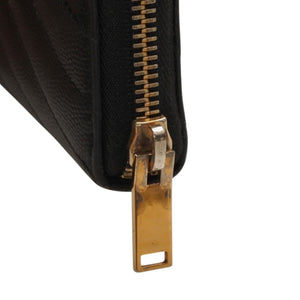 YVES SAINT LAURENT イヴ サンローラン ウォレット 長財布 ブラック V字キルティング 358094 ゴールド金具 美品 中古 4a000467