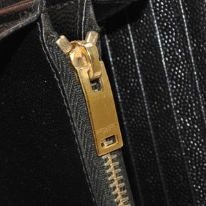 YVES SAINT LAURENT イヴ サンローラン ウォレット 長財布 ブラック V字キルティング 358094 ゴールド金具 美品 中古 4a000467