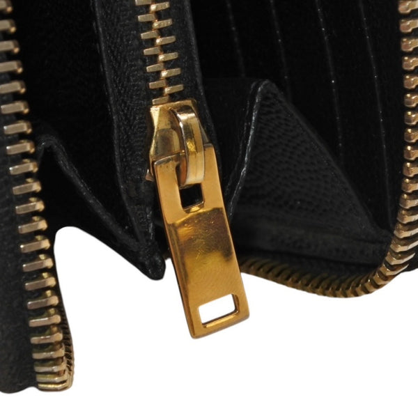 YVES SAINT LAURENT イヴ サンローラン ウォレット 長財布 ブラック V字キルティング 358094 ゴールド金具 美品 中古 4a000467