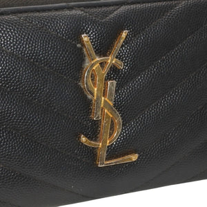 YVES SAINT LAURENT イヴ サンローラン ウォレット 長財布 ブラック V字キルティング 358094 ゴールド金具 美品 中古 4a000467