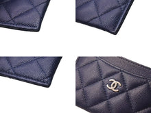 Load image into Gallery viewer, 極美品 CHANEL シャネル カードケース 名刺入れ ココマーク 24番台 キャビアスキン ネイビー シルバー金具 中古 4b000469