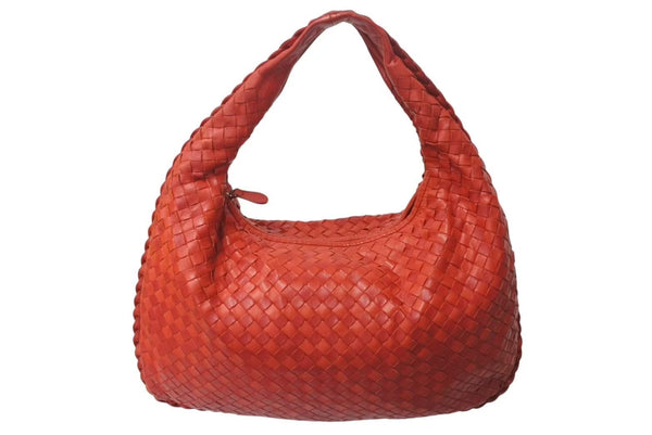 BOTTEGA VENETA Intrecciato Hobo One Shoulder Bag 115653 Leather Red Good Condition Used 4b000470
