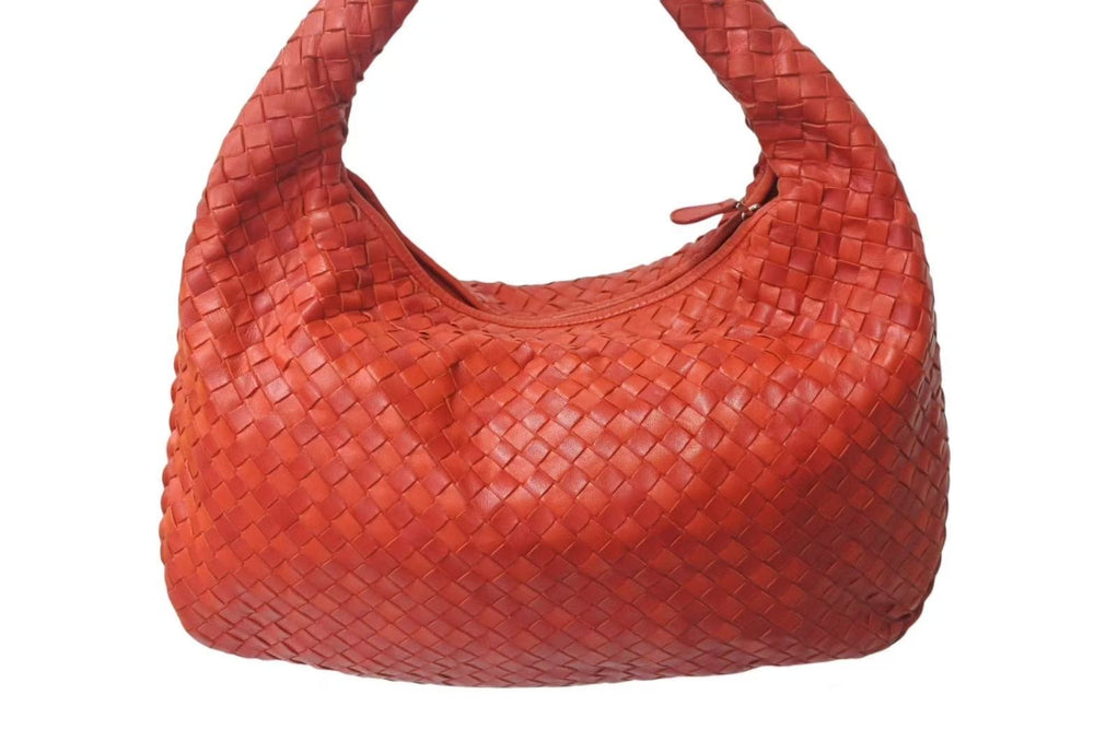 BOTTEGA VENETA Intrecciato Hobo One Shoulder Bag 115653 Leather Red Good Condition Used 4b000470