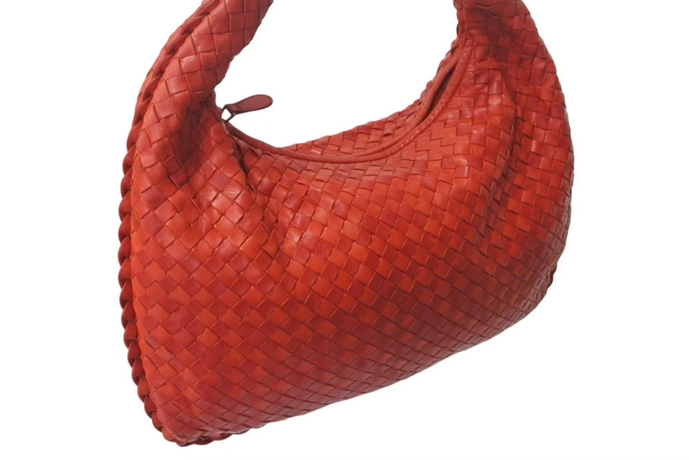 BOTTEGA VENETA Intrecciato Hobo One Shoulder Bag 115653 Leather Red Good Condition Used 4b000470