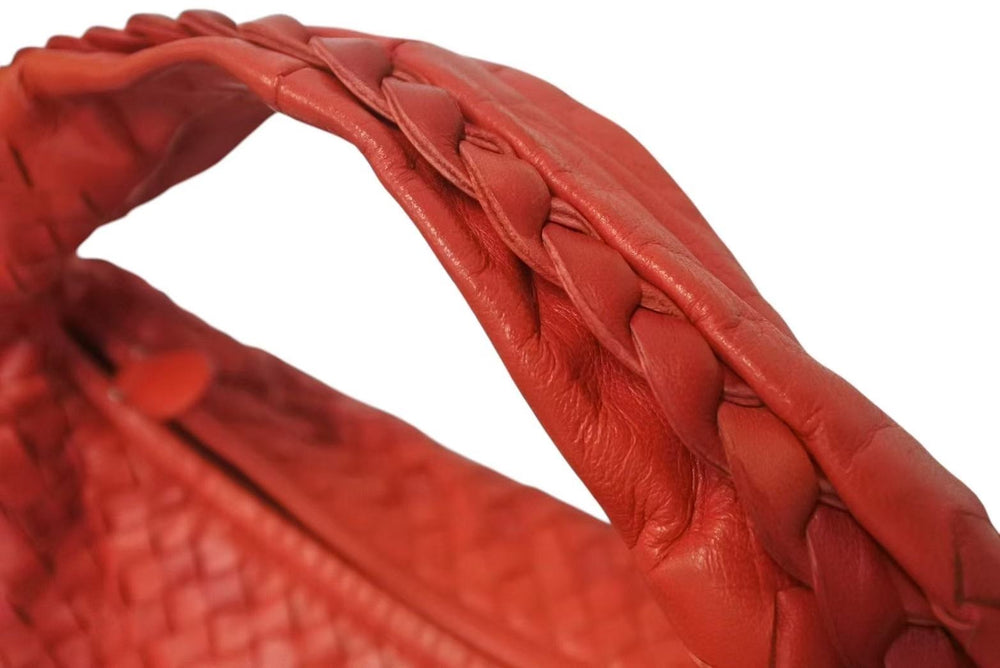 BOTTEGA VENETA Intrecciato Hobo One Shoulder Bag 115653 Leather Red Good Condition Used 4b000470