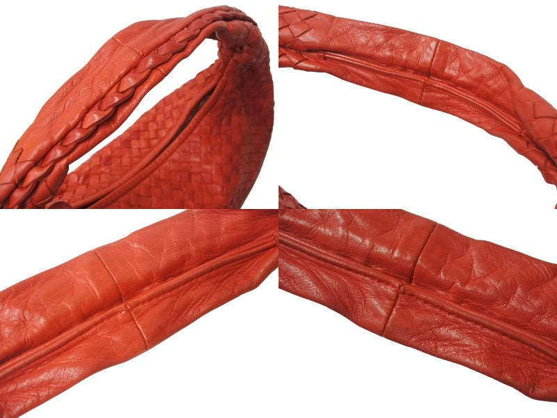 BOTTEGA VENETA Intrecciato Hobo One Shoulder Bag 115653 Leather Red Good Condition Used 4b000470
