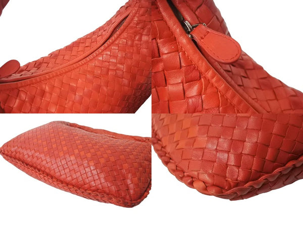 BOTTEGA VENETA Intrecciato Hobo One Shoulder Bag 115653 Leather Red Good Condition Used 4b000470