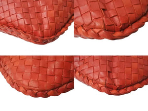BOTTEGA VENETA Intrecciato Hobo One Shoulder Bag 115653 Leather Red Good Condition Used 4b000470