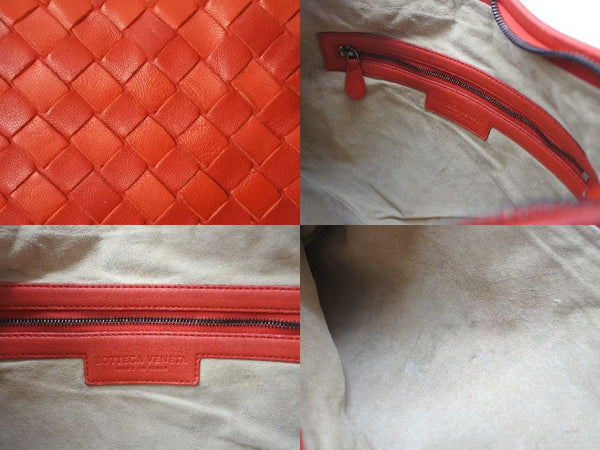 BOTTEGA VENETA Intrecciato Hobo One Shoulder Bag 115653 Leather Red Good Condition Used 4b000470