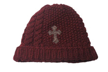 画像をギャラリービューアに読み込む, 極美品 CHROME HEARTS クロムハーツ CHクロスパッチ カシミヤ ビーニー ニット帽 レザー シルバー925 レッド ONE SIZE 中古 4b000503