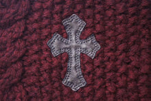 画像をギャラリービューアに読み込む, 極美品 CHROME HEARTS クロムハーツ CHクロスパッチ カシミヤ ビーニー ニット帽 レザー シルバー925 レッド ONE SIZE 中古 4b000503