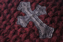 画像をギャラリービューアに読み込む, 極美品 CHROME HEARTS クロムハーツ CHクロスパッチ カシミヤ ビーニー ニット帽 レザー シルバー925 レッド ONE SIZE 中古 4b000503