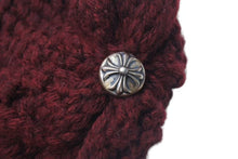 画像をギャラリービューアに読み込む, 極美品 CHROME HEARTS クロムハーツ CHクロスパッチ カシミヤ ビーニー ニット帽 レザー シルバー925 レッド ONE SIZE 中古 4b000503