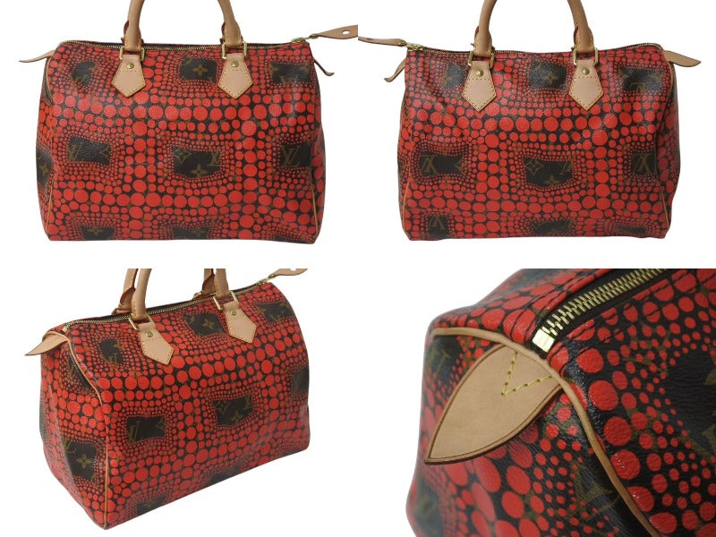新品同様 LOUIS VUITTON ルイヴィトン スピーディ30 草間彌生 コラボ 2012年 M40693 パンプキンドット レッド 中古 4b000509