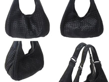 画像をギャラリービューアに読み込む, BOTTEGAVENETA ボッテガヴェネタ イントレチャート ショルダーバック ハンドバッグ 125787 レザー ブラック 美品 中古 4b000512
