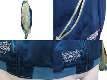 画像をギャラリービューアに読み込む, EdHardy エドハーディー ジャケット リバーシブルスカジャン ジャケット ネイビー グリーン レーヨン サイズM 美品 中古 4b000515